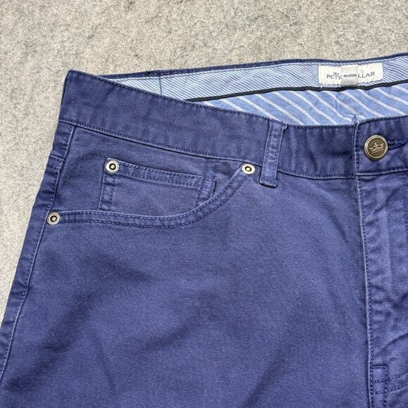 Peter Millar 5-Pocket Pants Men 34 x 33 Blue Canvas Stretch Tapered - Picture 4 of 16